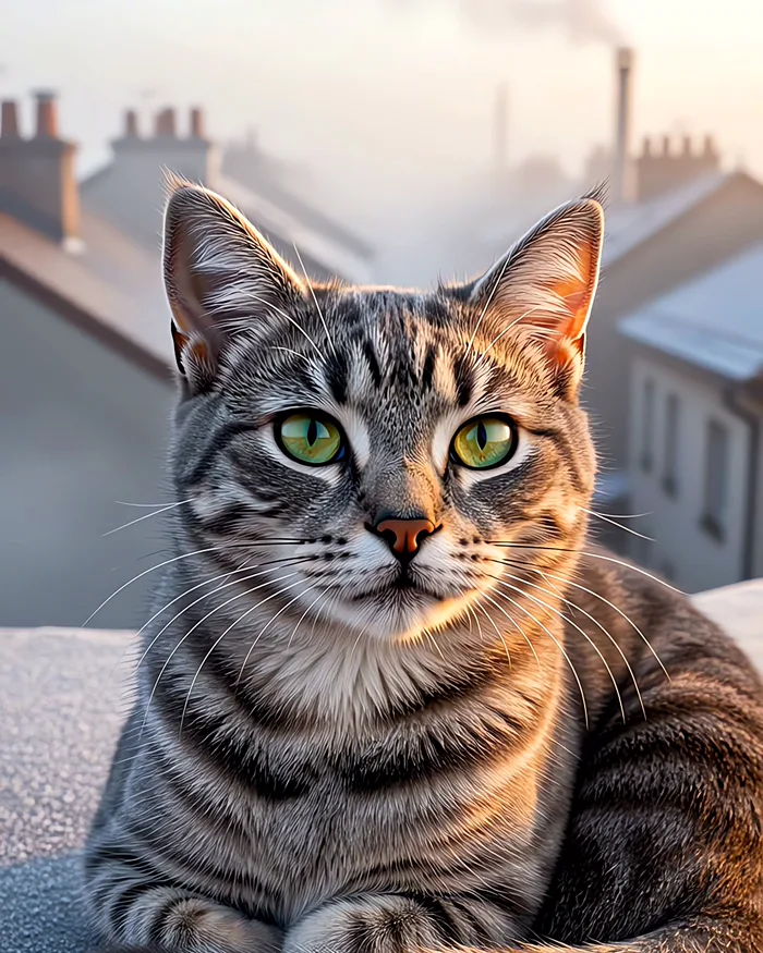 Un chat assis sur un toit